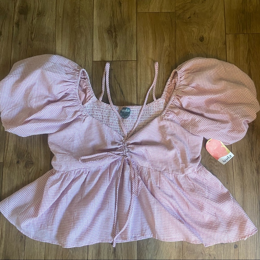 NWT Arula Rose Checkered Top Size 2X